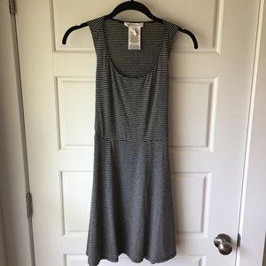 Black and Gray Striped Open Back Dress